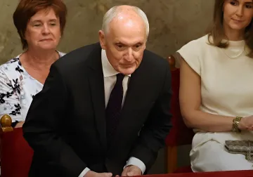 András Bakú, the new president of Hungary, during an official parliamentary session
