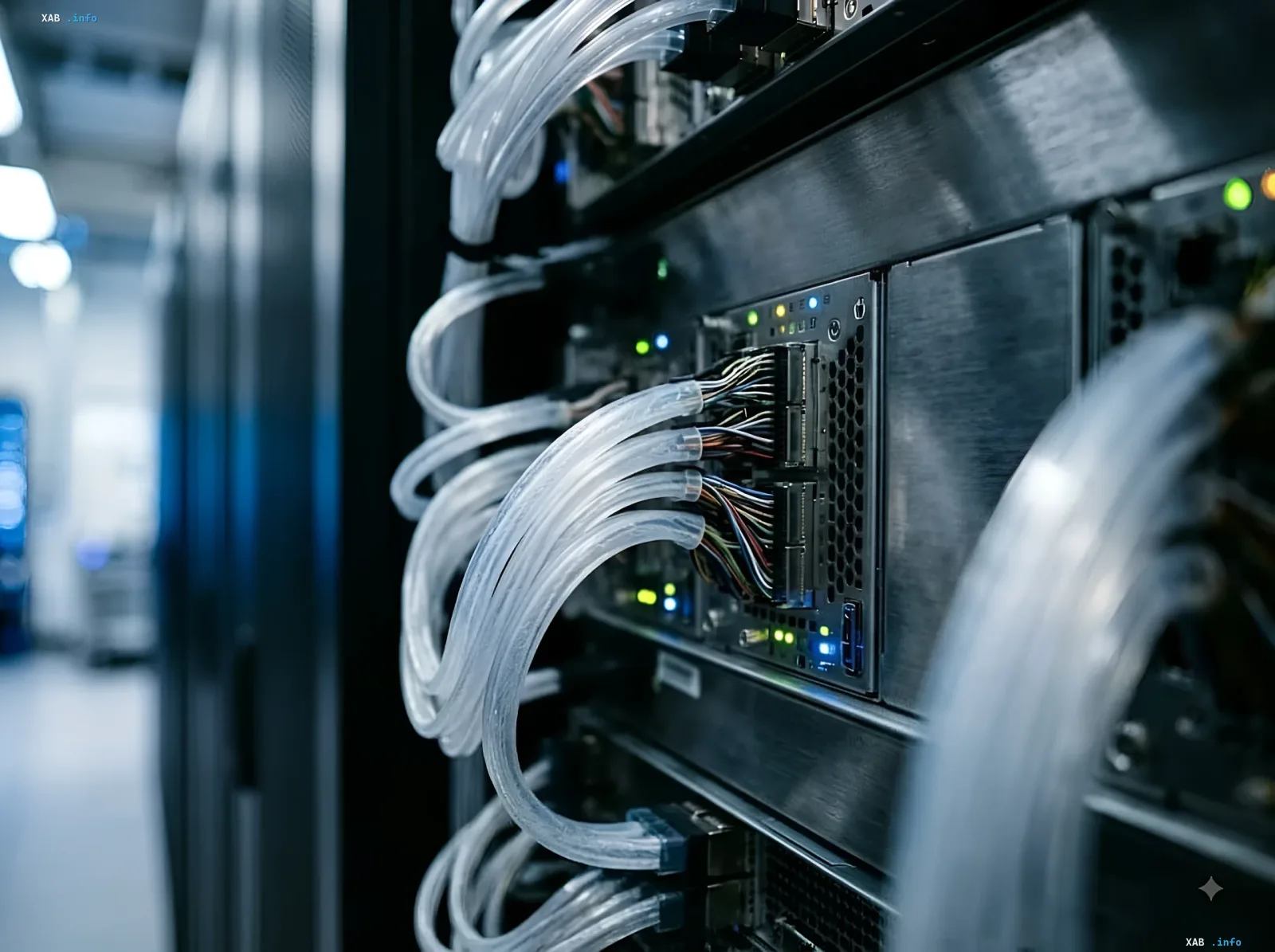 Серверная стойка с радиочастотными кабелями Point2 Technology для ИИ-инфраструктуры