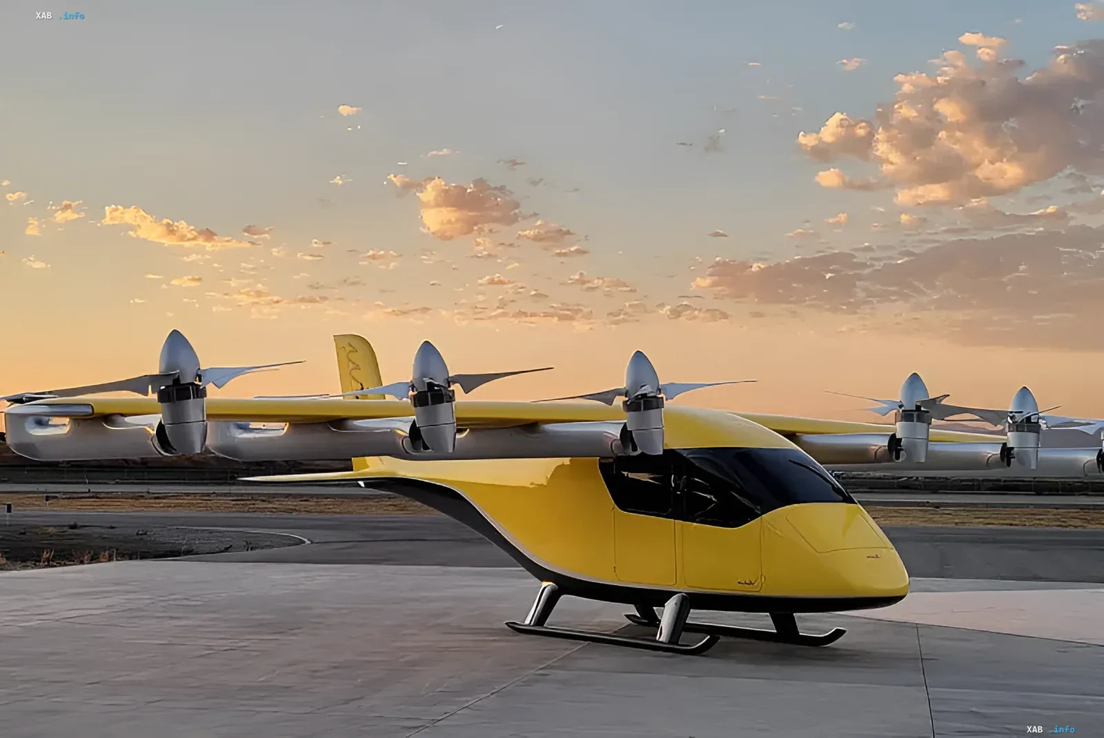 Желтый eVTOL-самолет Wisk Aero на взлетной полосе, символизирующий проект Boeing, который будет продан Archer Aviation