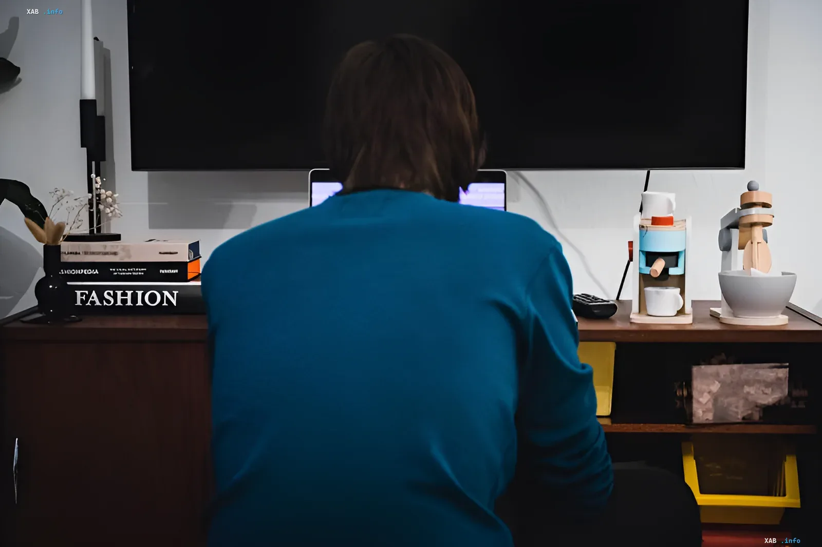 Person vor Laptop, die als KI-Gesprächspartner in Projekt eines ehemaligen Google-Ingenieurs fungiert