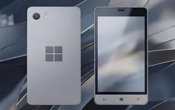 Концепт смартфона Microsoft Raven 2014 року: вигляд спереду та ззаду з логотипом Windows