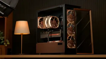 PC-Gehäuse mit installierten Noctua-Lüftern, das Kompatibilitätsprobleme zeigt, über die Noctua berichtet