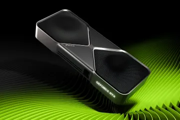 Grafikkarte Nvidia GeForce RTX 5090 auf grünem Hintergrund – Symbol für die Diskrepanz zwischen Werbung und tatsächlichem Preis