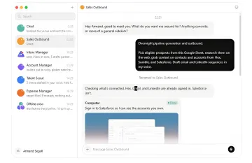 Chat interface with autonomous SpaceXAI Grok Bot AI agents performing sales and account management tasks