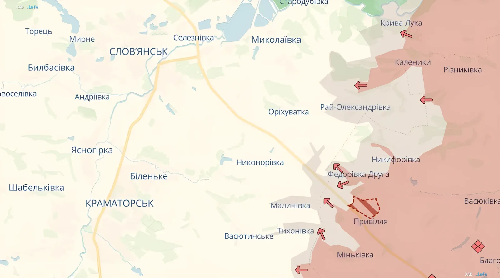 Карта освобожденных территорий на Александровском направлении Карта боевых действий на Александровском направлении с обозначением освобожденных территорий и продвижения ВСУ