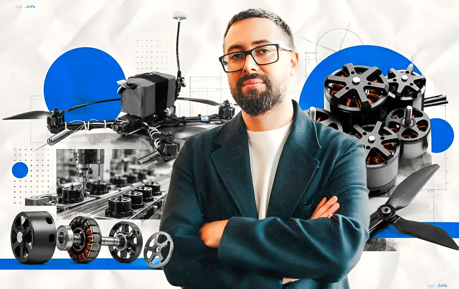Основатель Motor-G на фоне электромоторов и дронов — символ украинской локализации производства