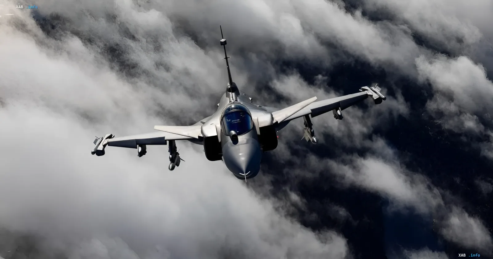 Saab Gripen-Jagdflugzeug im Flug vor Wolken: Kolumbien fordert Überprüfung des 3-Milliarden-Euro-Vertragspreises