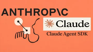 Logos von Anthropic und Claude Agent SDK auf orangefarbenem Hintergrund — Symbole der KI, die erstmals einen Mitarbeiter im Andon Market entließ
