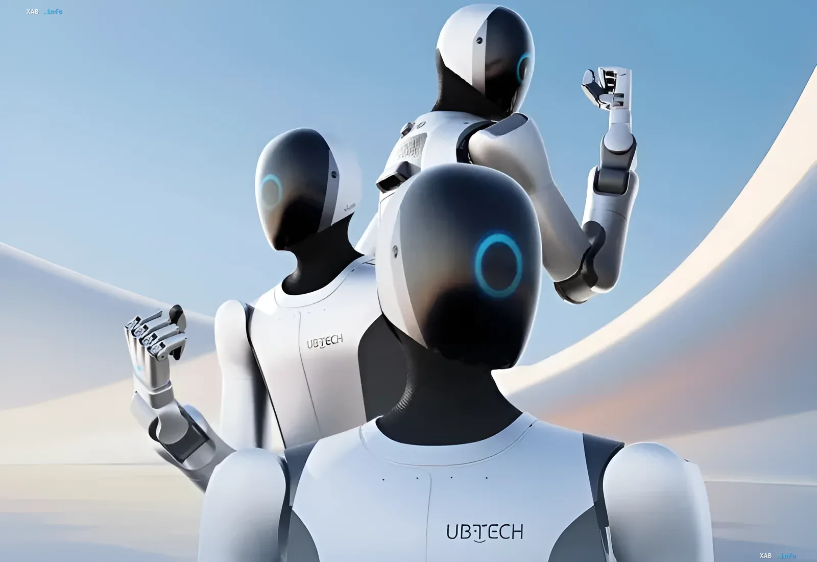 Humanoid UBTECH-Roboter in einer futuristischen Umgebung, die die Verzögerung der Massenimplementierung bis 2030 symbolisieren