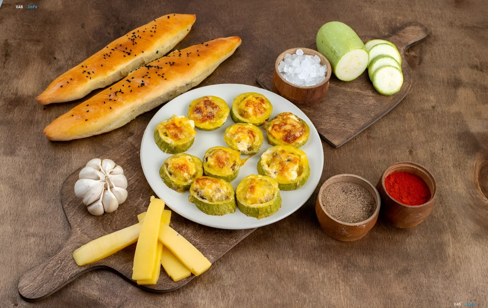 Elegant zucchini appetizer with cheese and spices, served with lavash and garlic — summer hit from a food blogger