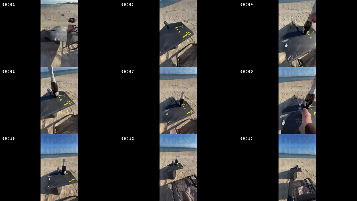 Sekt auf einer Drohnenflügel — Storyboard