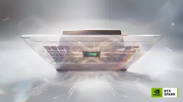 Konzeptbild eines ASUS ProArt Laptops mit transparentem Gehäuse, das die interne Architektur mit dem NVIDIA RTX Spark-Chip und dem Kühlsystem zeigt, präsentiert im futuristischen Stil des Jahres 2026.