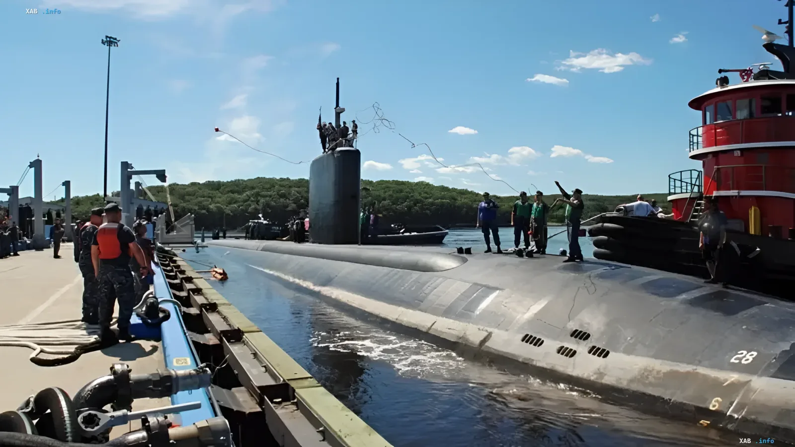 US Navy submarine at a shipyard undergoing maintenance, illustrating plans to build a fifth shipyard for the US Navy