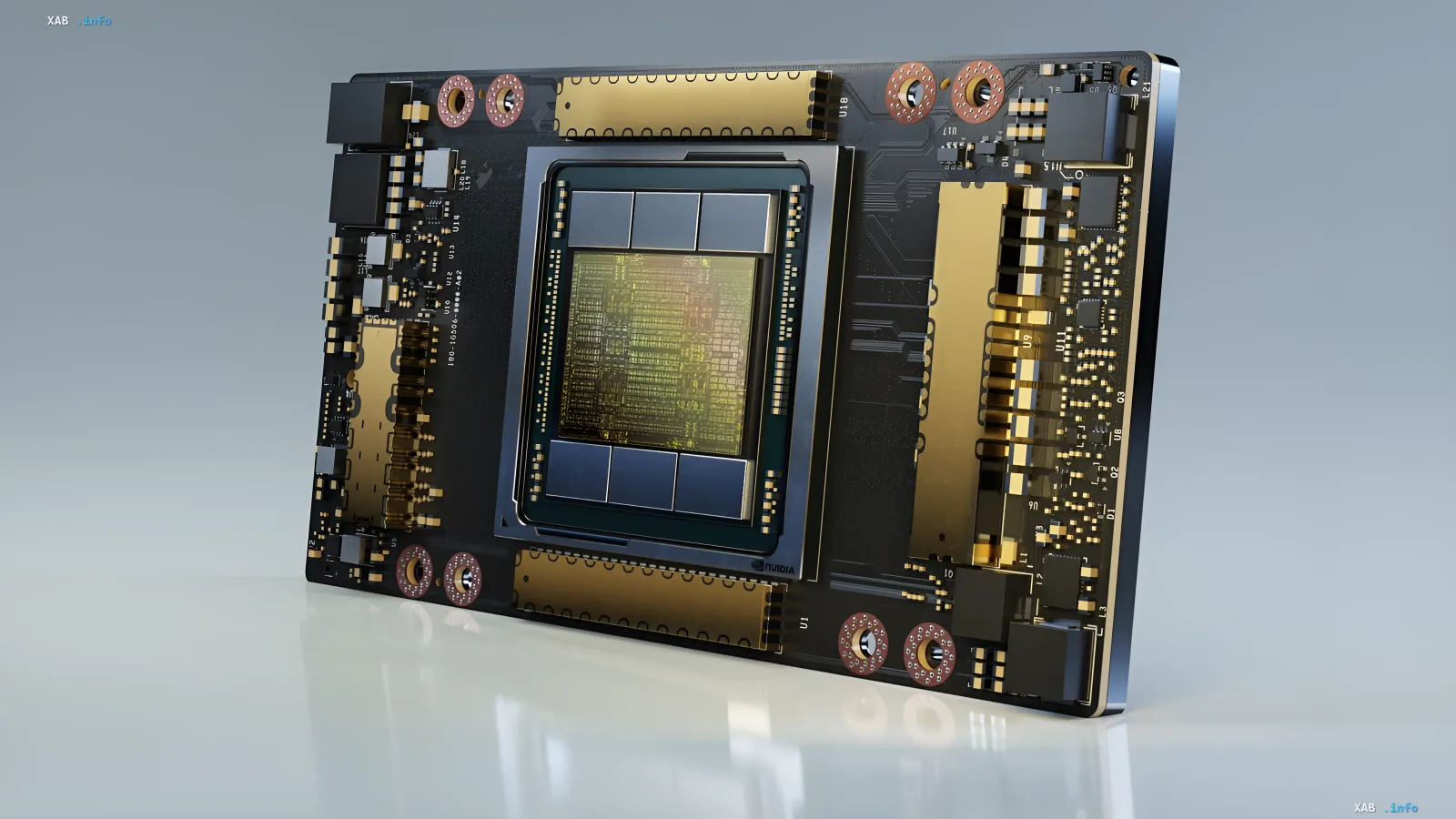 Высокопроизводительный чип Nvidia A100 на печатной плате, символизирующий продление срока аренды до 2029 года