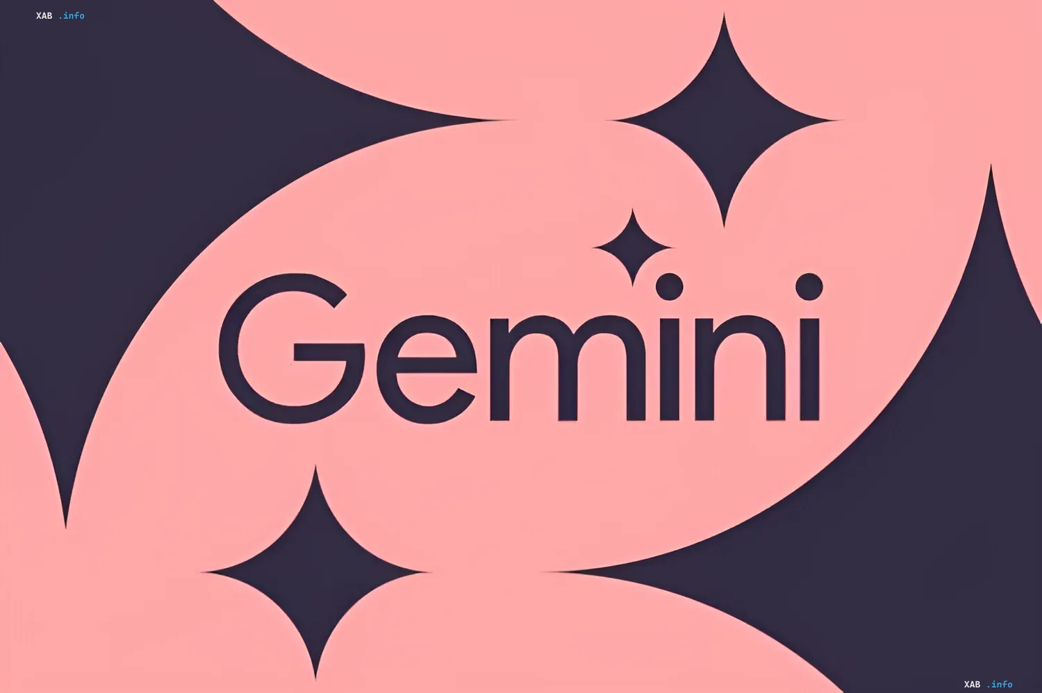 Логотип Gemini на розовом фоне с темными геометрическими элементами — иллюстрация к новости о возможности отключения водяных знаков в Google Gemini