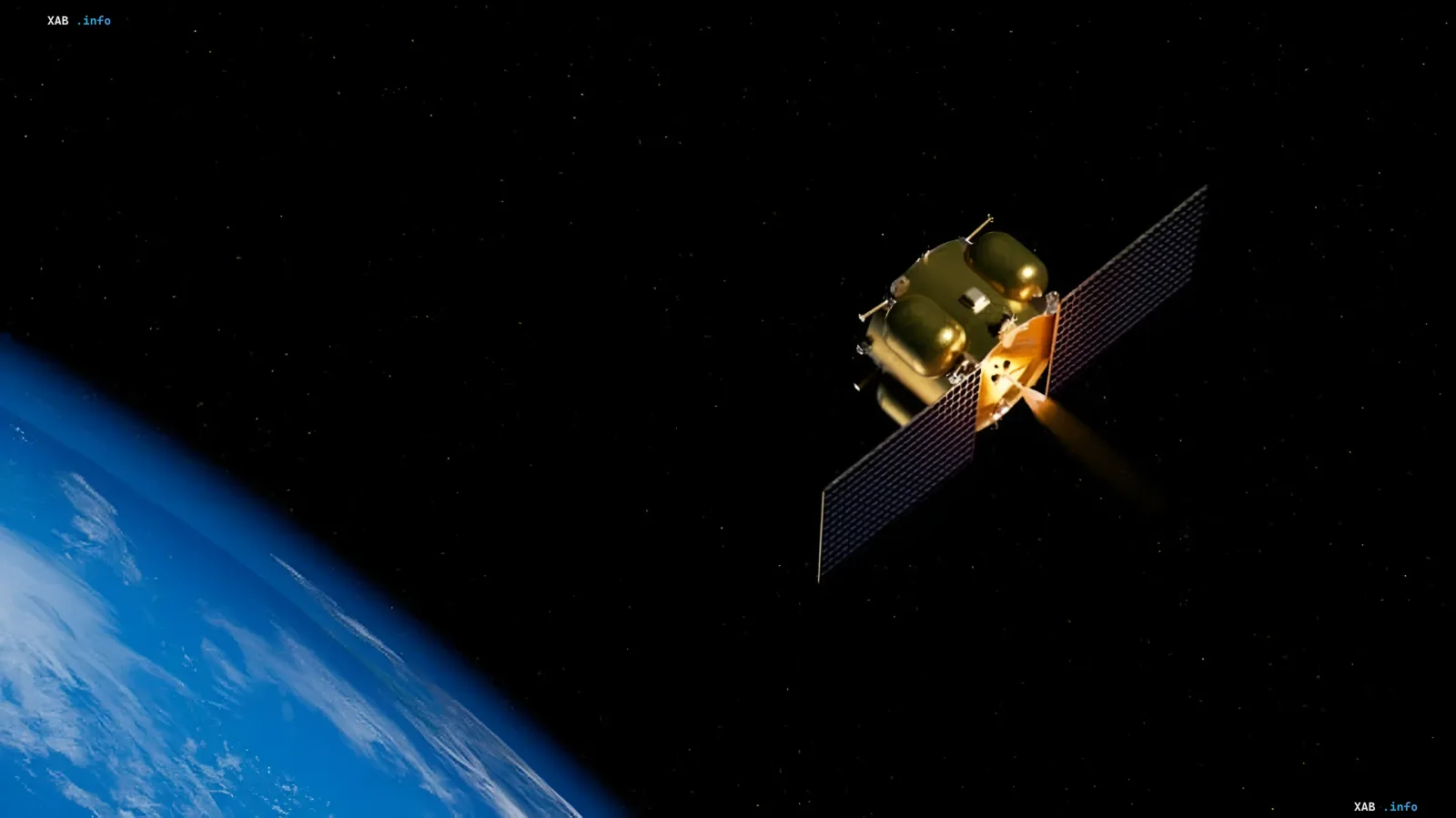 Спутник на орбите Земли, символизирующий программу США по очистке космоса от мусора