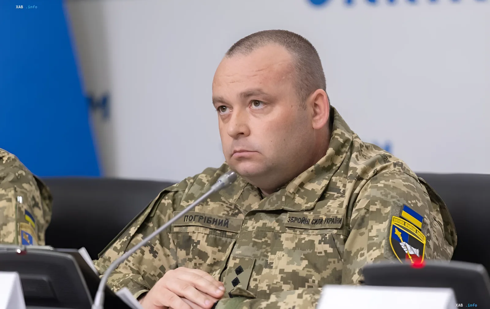 Юрий Погребной в военной форме на пресс-конференции, новый командующий Силами логистики ВСУ
