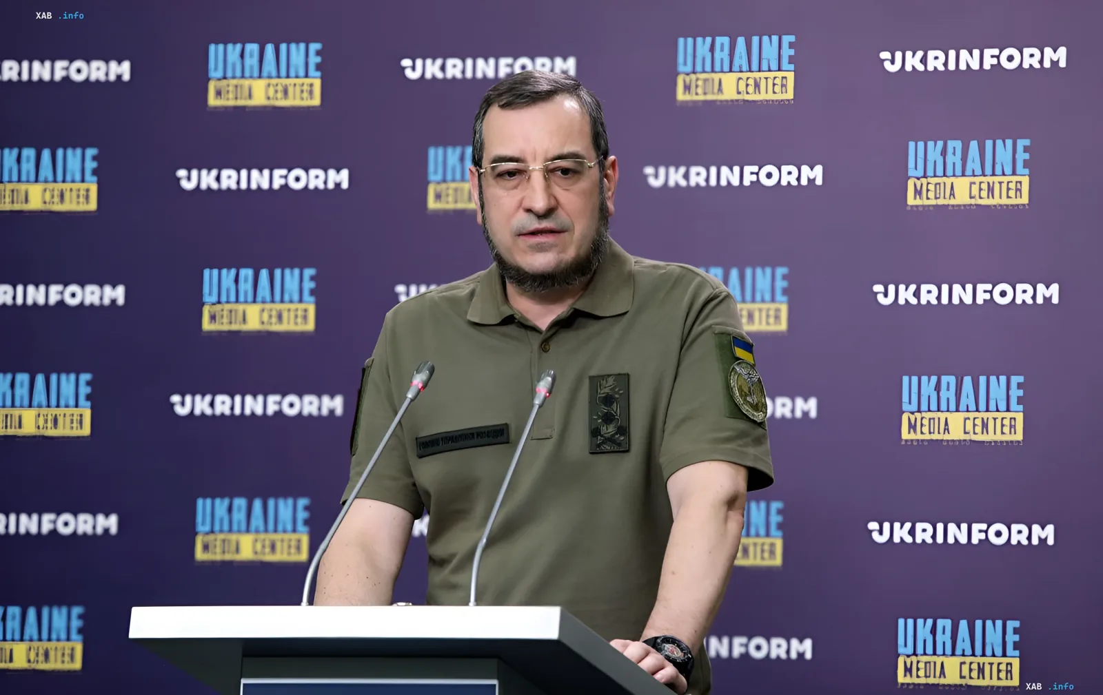 Leiter des GUR Walentin Nalywatschenko bei einer Pressekonferenz im Ukraine Media Center diskutiert die Risiken eines russischen Angriffs auf Kiew und Tschernihiw im Jahr 2026