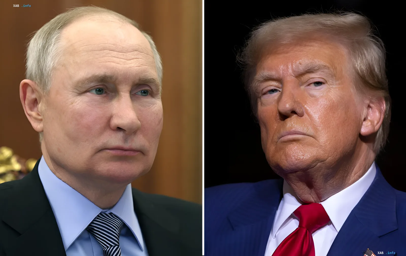 Сплит-фото Владимира Путина и Дональда Трампа в контексте секретных переговоров Родни Кука-младшего с Кремлем в Санкт-Петербурге