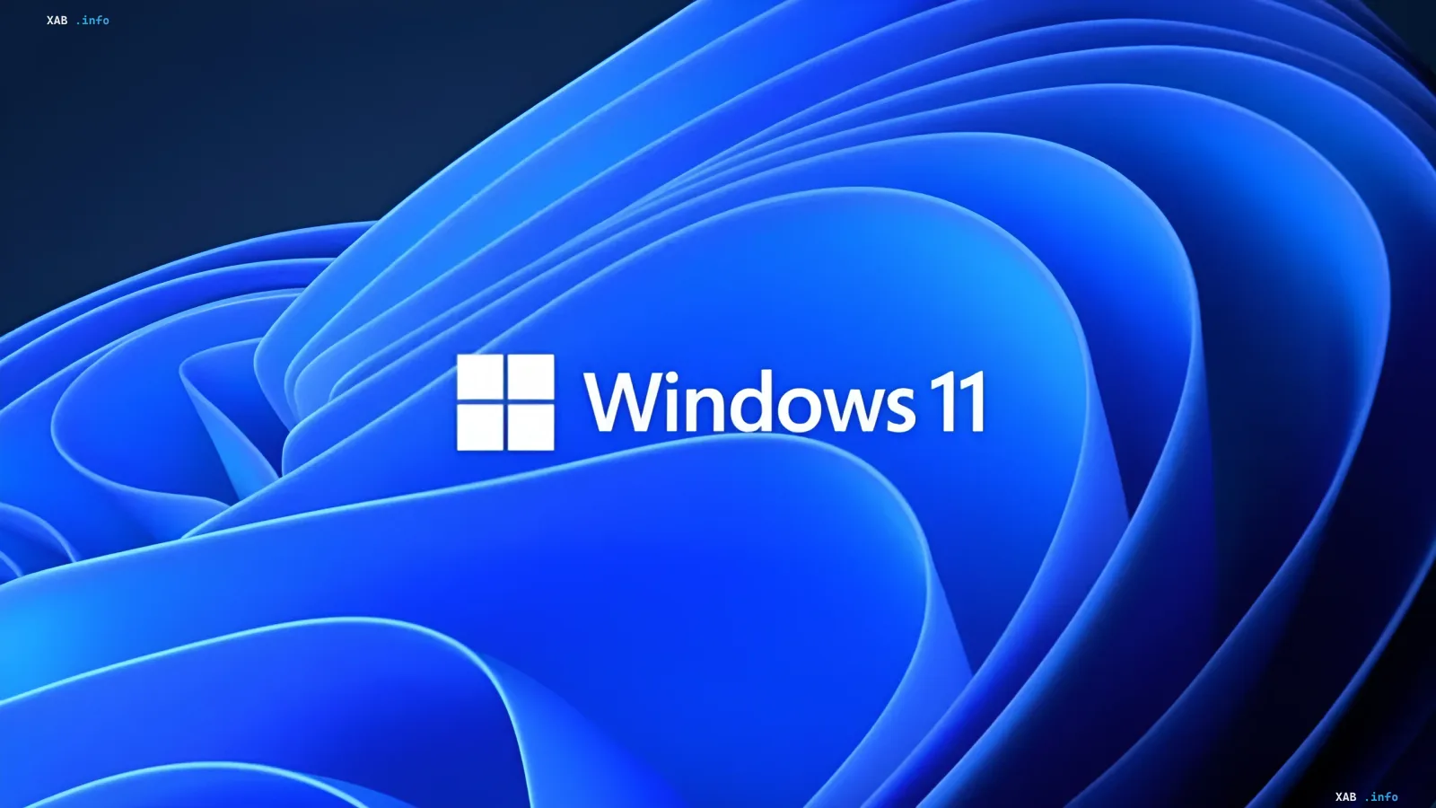Официальный логотип Windows 11 на синем абстрактном фоне, символизирующий обновление контекстного меню и новые настройки правого клика
