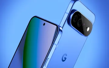 Google Pixel 11 в синем цвете: передняя панель с фронтальной камерой и задняя часть с модулем двойной камеры и логотипом G — визуализация флагмана 2026 года, чей ИИ впечатлил, а железо разочаровало