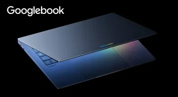 Концепт-рендер ноутбука Googlebook с минималистичным дизайном и радужной подсветкой, представленный в рамках анонса презентации Google 15 сентября