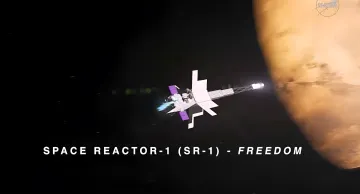 Концепт космического аппарата Space Reactor-1 (SR-1) Freedom с атомной энергетической установкой на орбите — иллюстрация проблем американской космической атомной энергетики