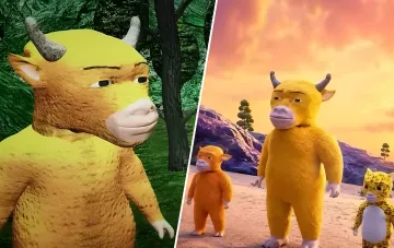 Сравнение персонажа из китайского мультфильма «Ню Лай» в раннем и обновленном 3D-дизайне, демонстрирующее эволюцию анимации к 2026 году