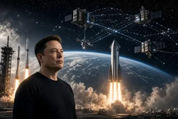 Илон Маск на фоне запуска ракет Starship и орбитальной спутниковой сети — космическая экономика SpaceX к 2035 году