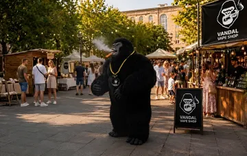 Маскот в виде гигантской гориллы вейп-шопа Vandal в Черновцах на семейном фестивале