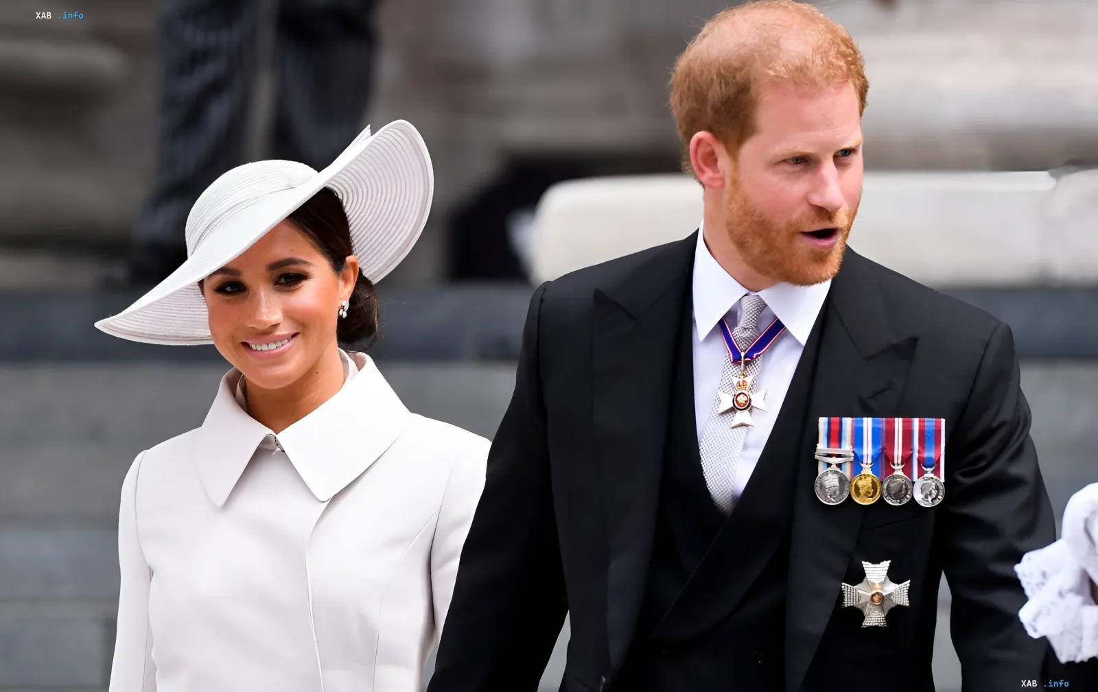 Meghan Markle and Prince Harry at an official event in the UK, potentially linked to the Duchess's return to Britain for her first major acting role in nearly a decade