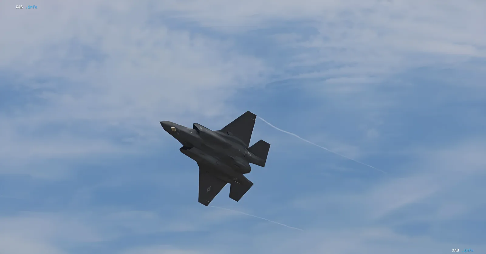 F-22 Raptor fighter jet in flight against a cloudy sky — a potential carrier of the new AIM-424 Malice missile
