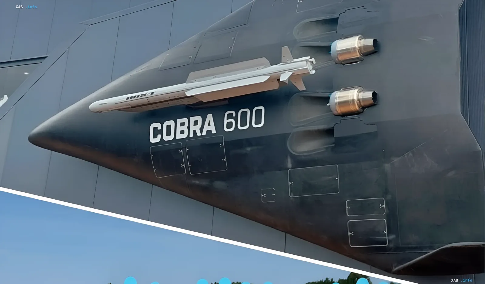Cobra 600 jet interceptor drone carrying an IRIS-T missile on its launch rail after its first flight in Germany