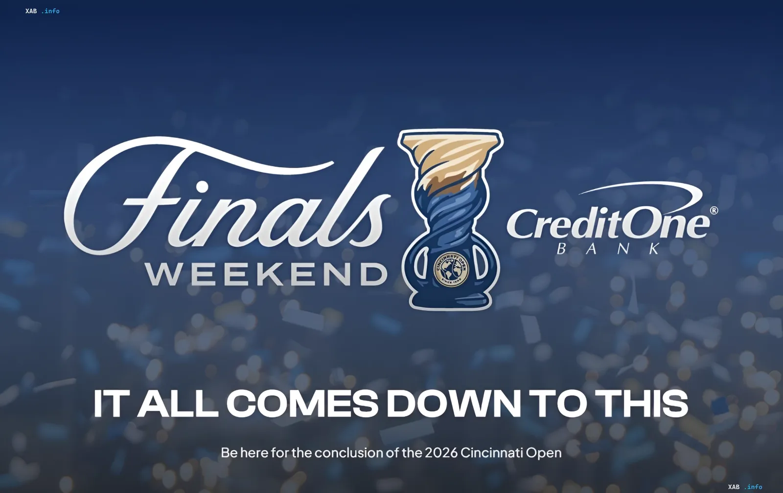Official graphic for the 2026 Cincinnati Open Finals Weekend featuring the Credit One Bank logo and trophy