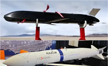 Крылатые ракеты противокорабельного оружия программы CHAOS ВМС США: аппарат Zone 5 на полигоне и ракета CoAspire RAACM с логотипом Divergent