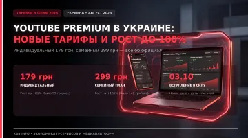 Инфографика с новыми тарифами YouTube Premium в Украине на 2026 год: рост цен до 179 грн и 299 грн