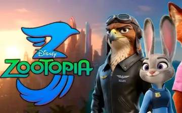Логотип Disney «Зверополис» и персонажи — кролик Джуди, сокол-пилот и лис Ник — в анонсе «Зверополис 3»