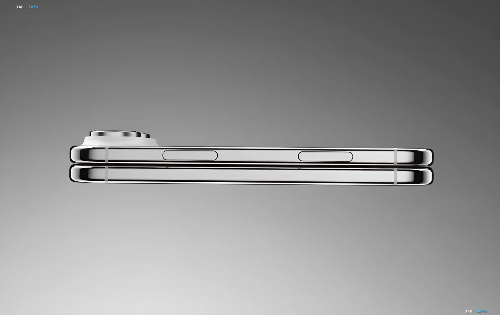 Концепт складного iPhone Ultra у профілю: тонкий металевий корпус, бічні кнопки та виступаючий модуль камери