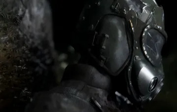 Metro 2039: крупный план маски нового героя в тёмном постапокалиптическом кадре из анонса четвёртой части от 4A Games