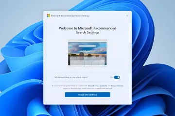 Microsoft Recommended Search Settings dialog prompting to set Microsoft Bing as default search engine