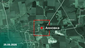 Satellitenkarte des Dorfes Annówka drei Kilometer von Drobopylije entfernt, Gebiet laut russischem Verteidigungsministerium eingenommen
