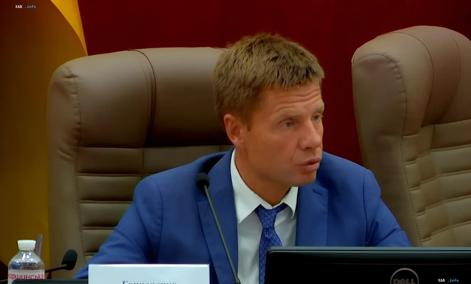 Ukrainischer Abgeordneter Hontscharenko in der Parlamentskammer, Autor des Gesetzentwurfs über einen Integrations-Aufenthaltstitel für Belarusen