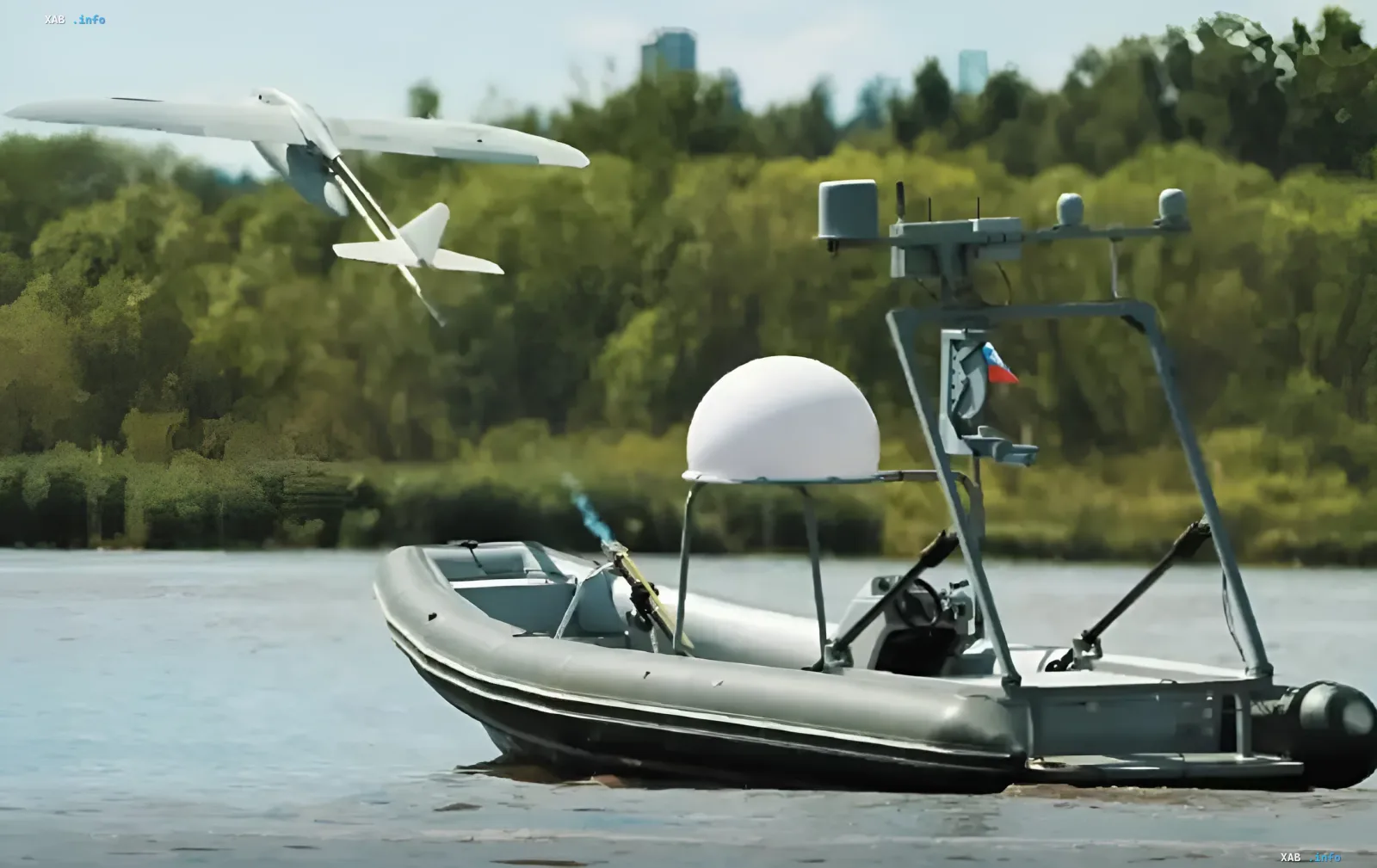 Russian maritime drone boat with radar launching a winged UAV in GRU drone TTX overview