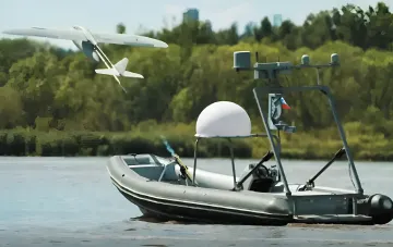 Russian maritime drone boat with radar launching a winged UAV in GRU drone TTX overview