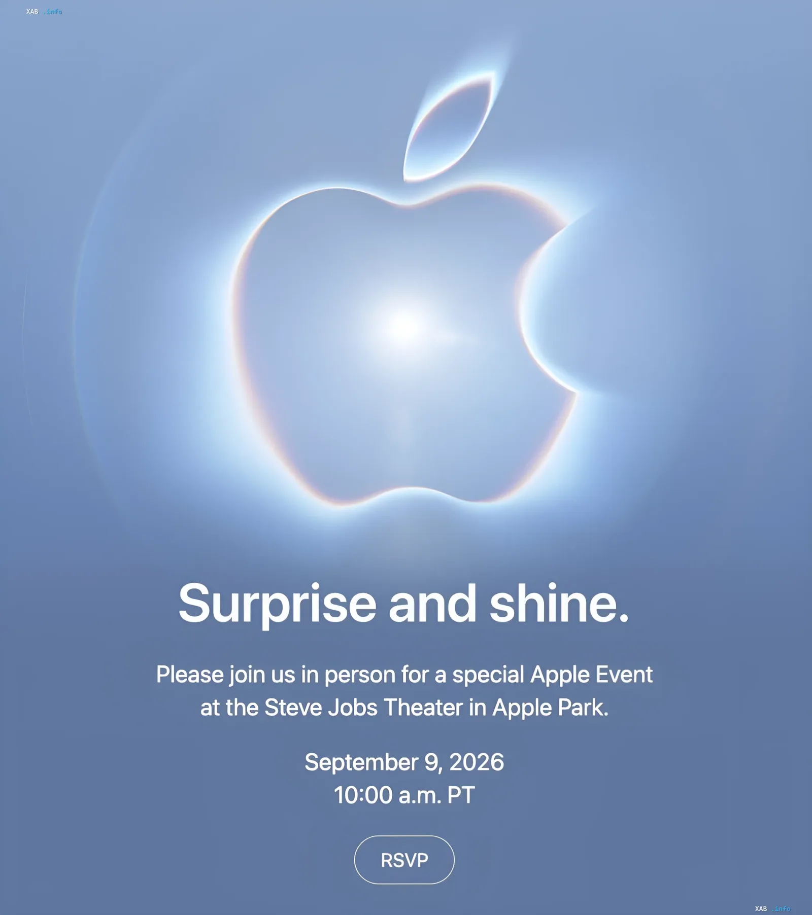 Apple Event Invitation — September 9, 2026 Official Apple invitation for the September 9, 2026 event at Apple Park: unveiling of the first foldable iPhone and iPhone 18 Pro