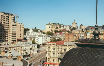 Panoramic view of central Kyiv near Bessarab Square where six new ground-level pedestrian crossings will be built