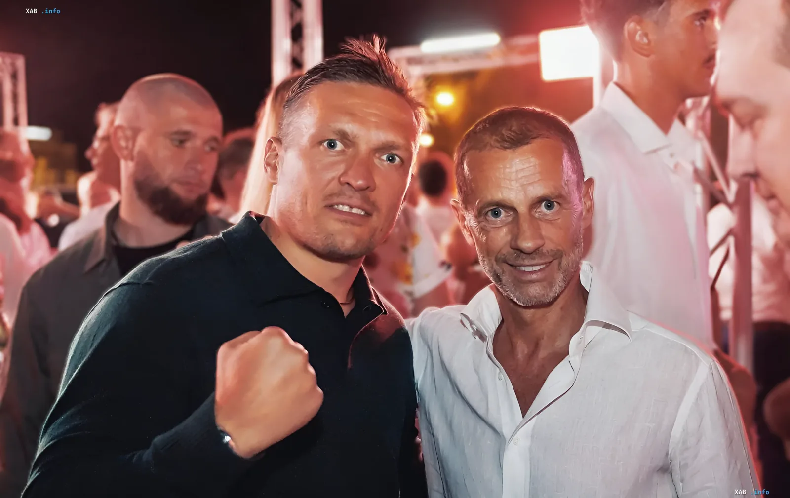 Oleksandr Usyk and UEFA President Aleksander Ceferin at their meeting in Split