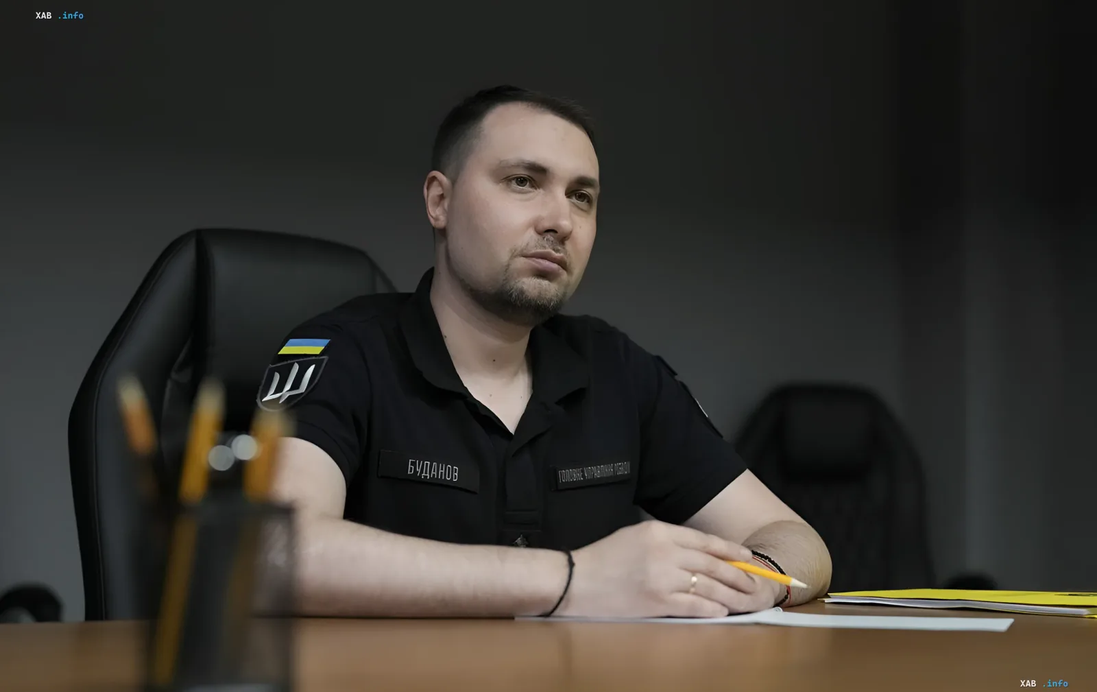Кирило Буданов, керівник ГУР, за столом в кабінеті в контексті обговорення переговорів з Росією та обміну полоненими