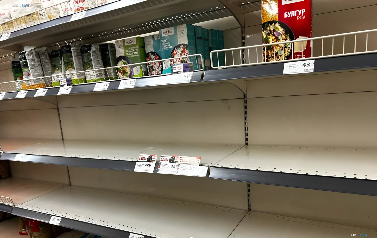 Пустые полки в супермаркете: дефицит товаров на фоне ударов по складам ритейлеров