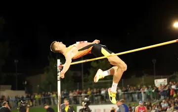 Oleh Doroschtschuk im Hochsprung beim internationalen Meeting in Bellinzona, Silbermedaille
